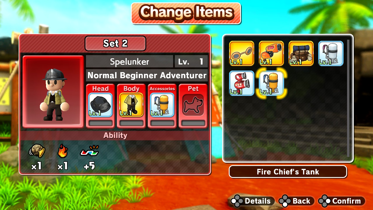 Spelunker Customization Screen